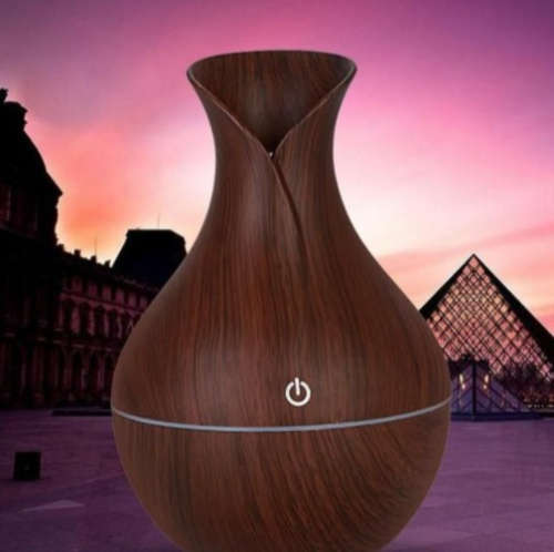 Dark Wood Aroma Humidifier with Colour-Changing LED - Dark Brown