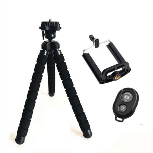 Flexible Phone and Camera Tripod With Bluetooth Remote