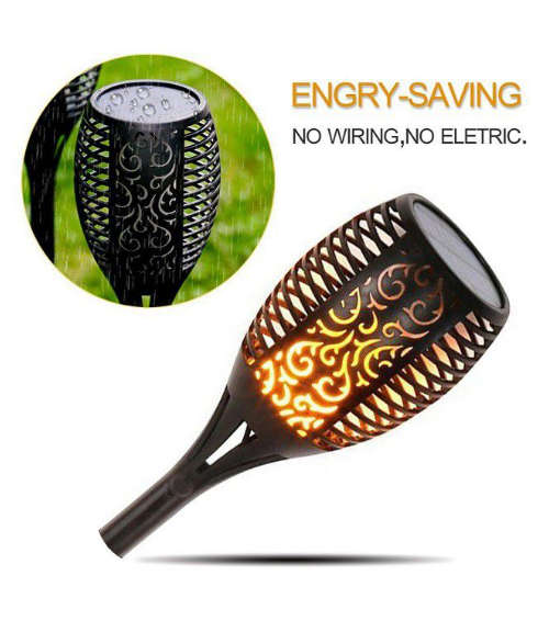 Solar LED Flickering Flame Outdoor Light - Pack of 2