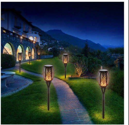 Solar LED Flickering Flame Outdoor Light - Pack of 2