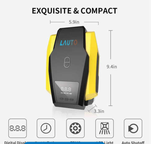 LAUTO 12V Digital Air Compressor and Tyre Inflator
