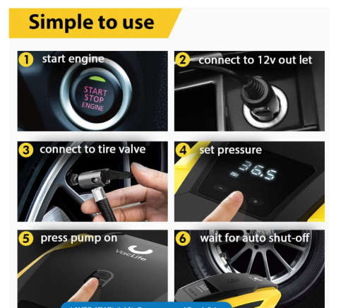 LAUTO 12V Digital Air Compressor and Tyre Inflator