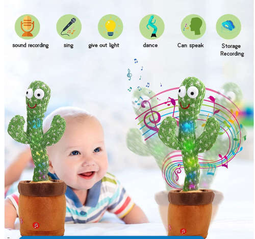 Dancing Cactus Baby Mimicking Recording Music Light Up Baby Interactive Toy