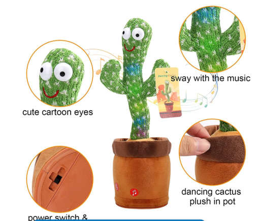 Dancing Cactus Baby Mimicking Recording Music Light Up Baby Interactive Toy