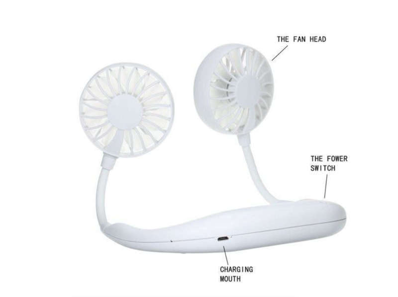 Portable Fan Hands-Free Neck Fan Hanging USB Rechargeable - White