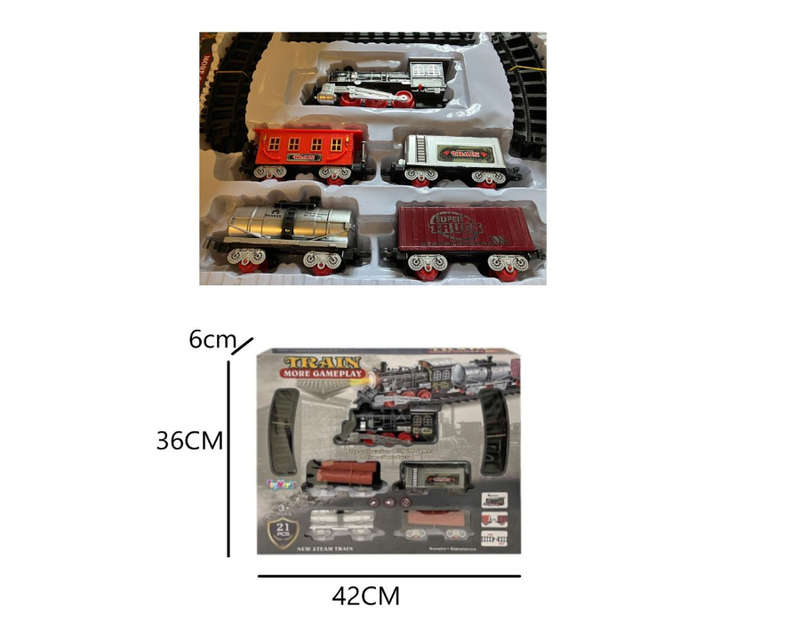 Toy Steam Train set with Tracks in 21 Pieces