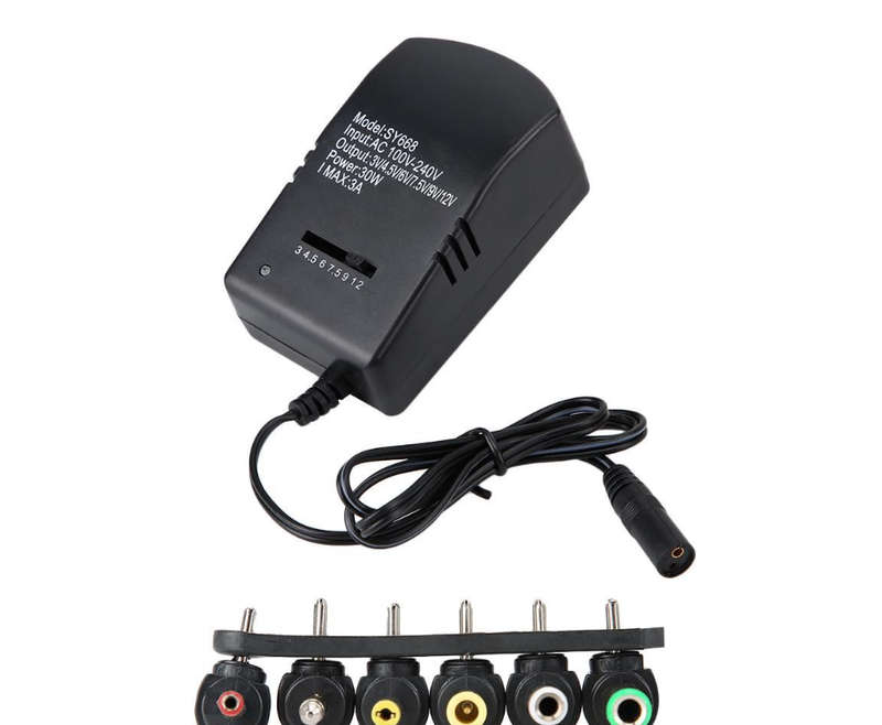 Universal Adjustable Voltage DC Power Adapter (100-240V US Plug) 30W