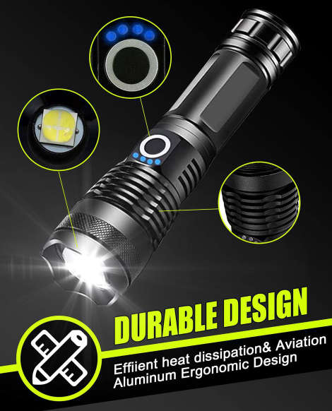 LED Flashlight Rechargeable Tactical Waterproof Aluminum Torch - 5 Light Mode