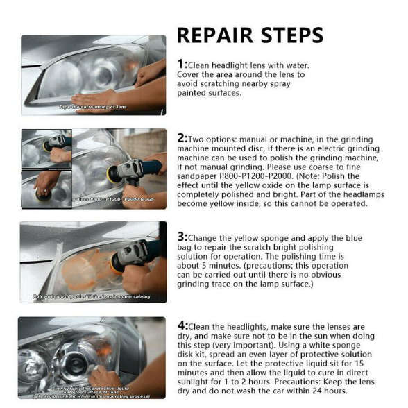 Car Headlight Lens Restoration Repair Kit Polishing Cleaner Cleaning Tool