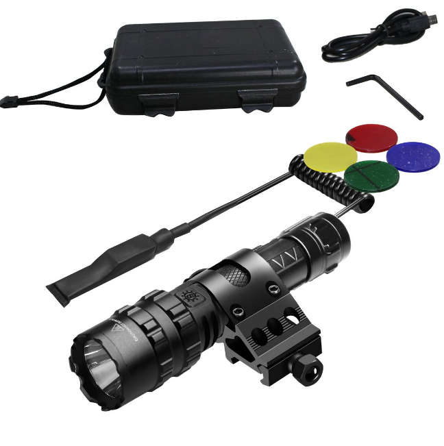 Tactical LED Bulb Tactical Hunting Torch with Barrel Mount & Remote