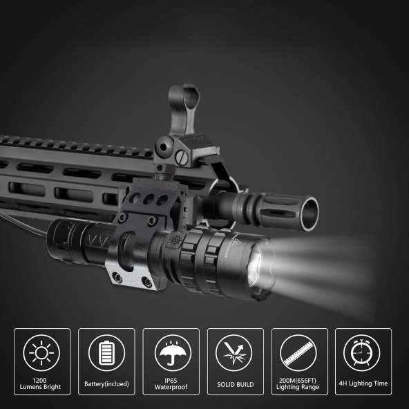 Tactical LED Bulb Tactical Hunting Torch with Barrel Mount & Remote
