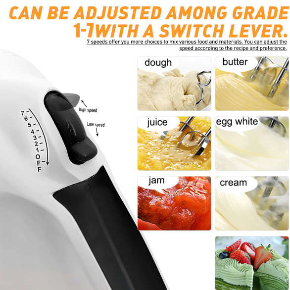 Stainless Steel Electric Hand Mixer 7 Speed