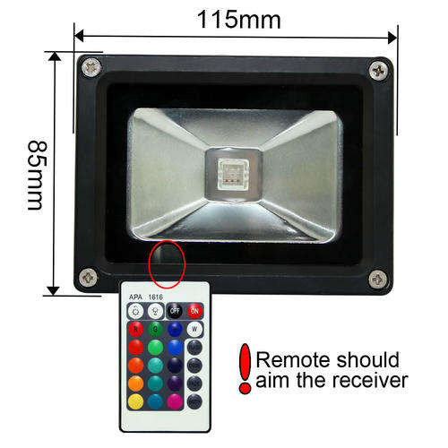 10W RGB LED Flood Light With Remote(2 year guaranty)