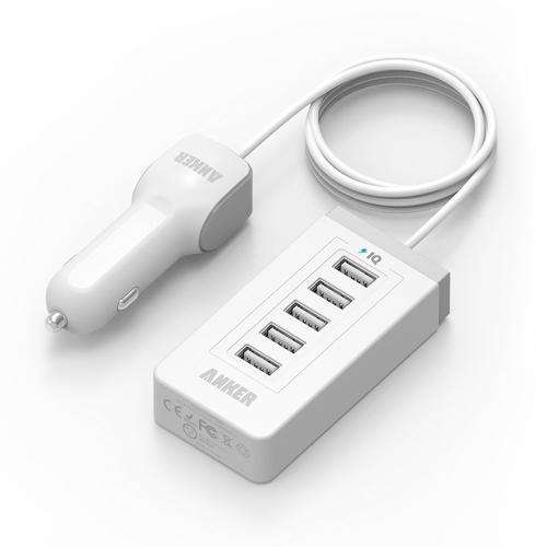 Anker 40W 5-Port USB Car Charger with PowerIQ Technology