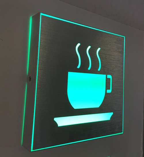 Coffee Sign Modern Brushed Aluminum LED Wall Light Wall Mounted Lamp
