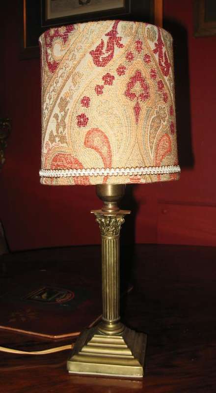 Vintage brass desk lamp classical column with lovely shade