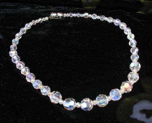 Vintage aurora borealis graduated bead necklace from the 1950's