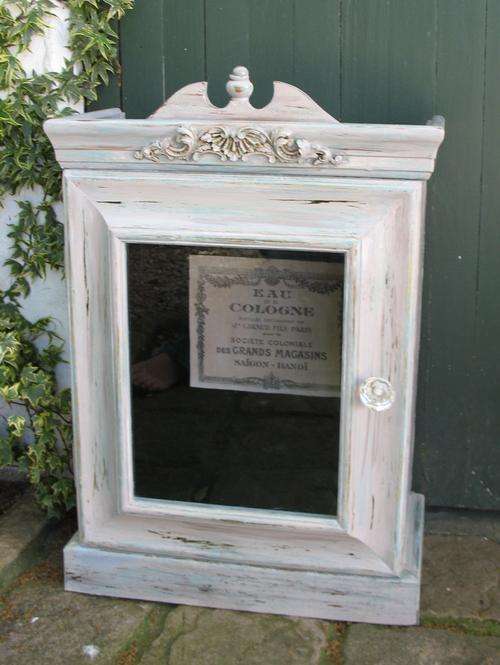 Vintage French style wood display / bathroom cabinet painted