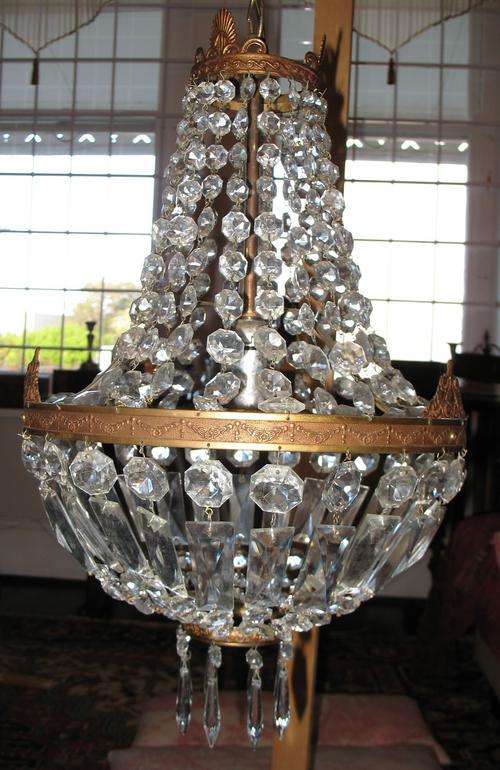 Vintage French cascading crystal glass chandelier