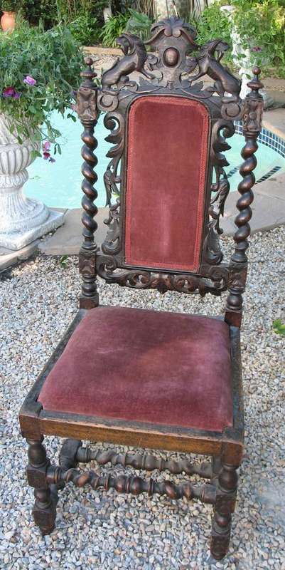 Antique oak gothic style Victorian carved chair
