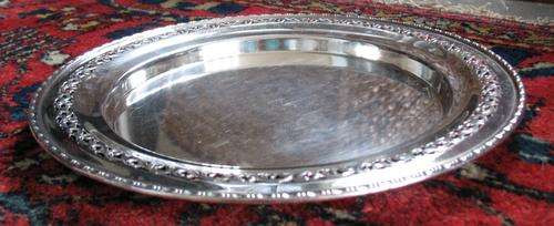 Small vintage circular silver plated tray