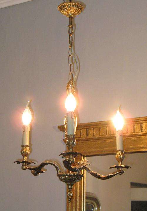 Vintage French bronze ornate rococco style chandelier