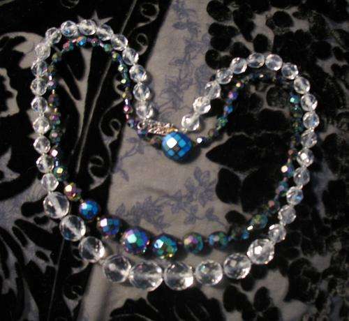Vintage bead necklace lot aurora borealis carnival glass1950's
