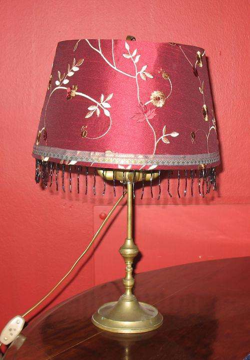 Vintage brass table lamp chandelier with red shade