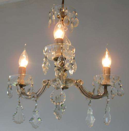 Vintage glass chandelier Italian three light