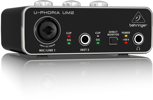 BEHRINGER UM2 2x2 USB Soundcard/Audio Interface with XENYX Mic Preamplifier
