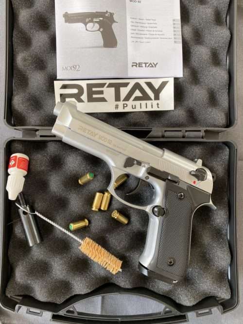 Retay Pepper Gun - Mod 92 Silver - Includes Gun Case, Cleaning Rod, Oil and Flare Attachemnt