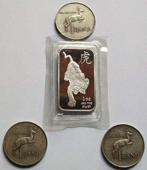 WOW!!!   2 TROY OZ (67 GRAMS) TIGER SILVER BAR PLUS 3 X COINS
