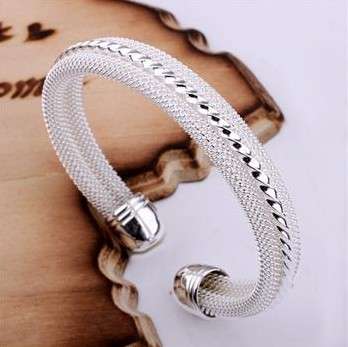 Gorgeous 925 SILVER Plated (alloy filled) MESH BANGLE .