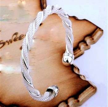 925 STERLING SILVER PLATED BANGLE . ( Alloy Filled )