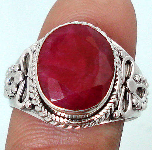 Natural RUBY in Solid 925 Sterling Silver. SIZE 9. Gorgeous!