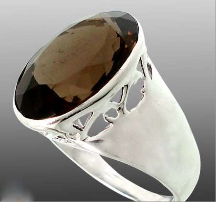 STUNNING! Size 8.1/2 SMOKEY TOPAZ in SOLID 925 STERLING SILVER RING!