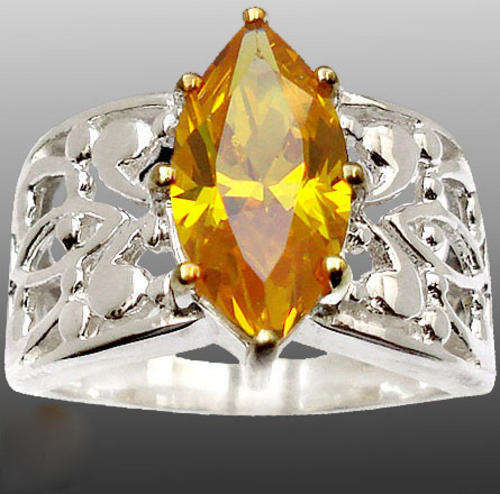SIZE 7. EXQUISITE !  LEMON TOPAZ in SOLID 925 STERLING SILVER RING.