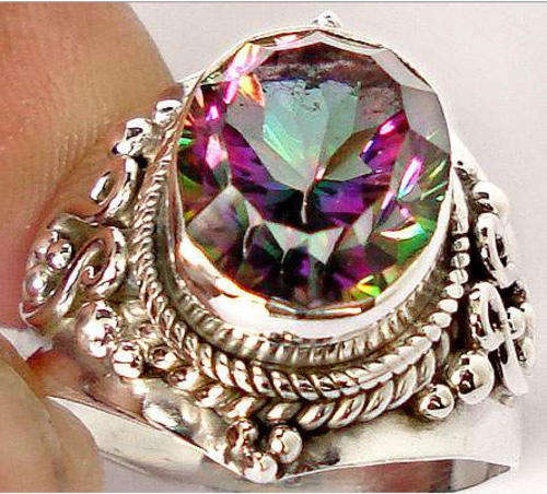 GORGEOUS MYSTIC TOPAZ IN SOLID 925 STERLING SILVER RING. SIZE 7.5