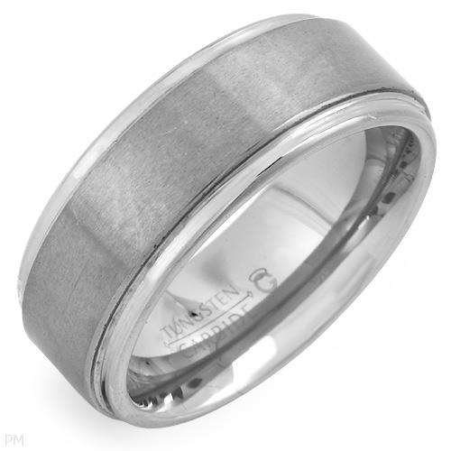 BRUSHED METALLIC RING IN TUNGSTEN. SIZE 7 3/4. or P.