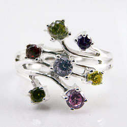 LOVELY! 925 STERLING SILVER WITH MULTI COLOURED CUBIC ZIRCONIA.