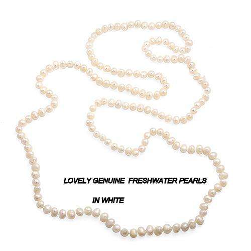 LOVELY GENUINE WHITE FRESHWATER PEARLS. 49inch.