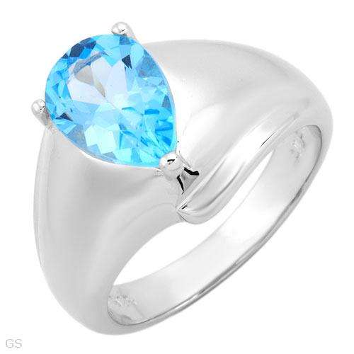 BEAUTIFULLY ELEGANT RING IN SOLID 925 STERLING SILVER WITH GENUINE BLUE TOPAZ. SIZE 6 1/4