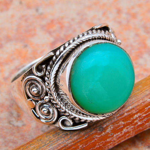STUNNING AMAZONITE RING IN SOLID 925 STERLING SILVER. SIZE 8.5