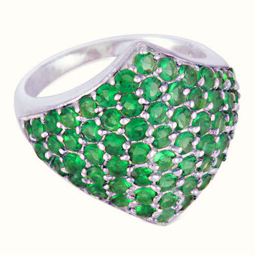 RING IN SOLID 925 STERLING SILVER WITH NATURAL EMERALDS SIZE 8