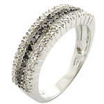 HALF ETERNITY RING IN 925 STERLING SILVER RING WITH BLACK & WHITE CZ. SIZE 8.