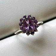 PRETTY RING IN 925 STERLING SILVER WITH NATURAL AMETHYSTS. SIZE 7