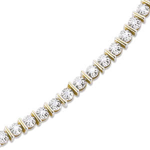 EXQUISITE 9CWT. CZ DIAMOND TENNIS BRACELET PLATED IN 18CT. YELLOW GOLD