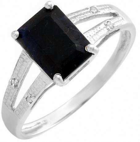 STUNNING SOLID 10K WHITE GOLD RING & MIDNIGHT BLUE SAPPHIRE & DIAMONDS. HALLMARKED 10K. SIZE 7 ~ N.