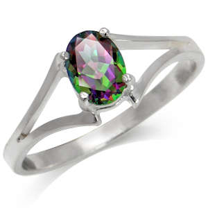 LOVELY GENUINE MYSTIC TOPAZ IN SOLID 925 STERLING SILVER. SIZE 7
