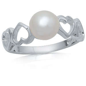 FRESHWATER PEARL FILIGREE RING IN SOLID 925 STERLING SILVER. SIZE N